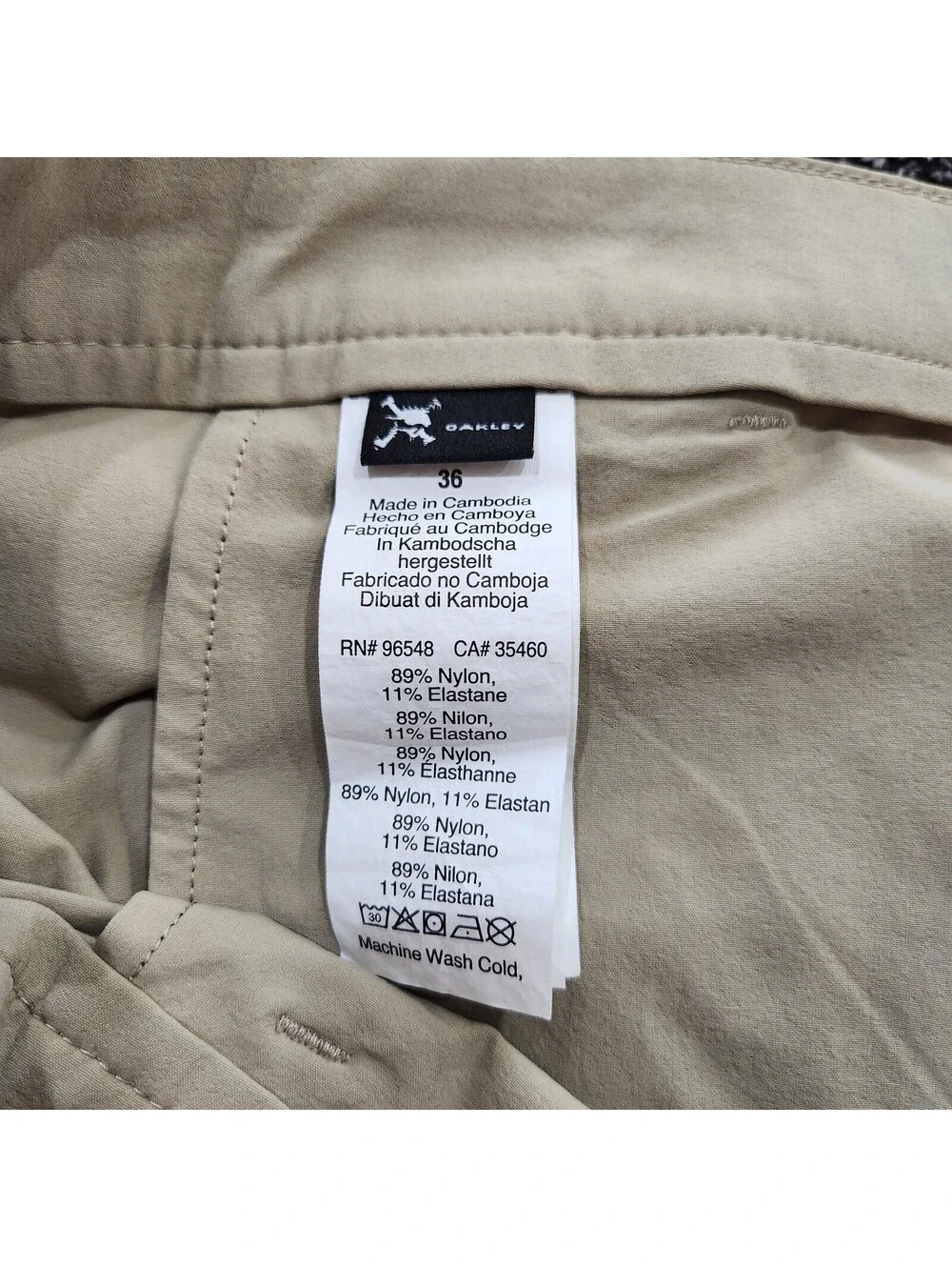 Oakley Golf Shorts Mens 36 Tan Khaki Flat Front Regular Fit Performance Chino